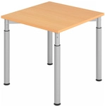 YAMA 8 S | Schreibtisch - 80 x 80 Buche/Silber h&ouml;henverstellbar
