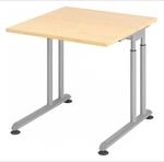 ZENO 8 S | Schreibtisch 80 x 80 h&ouml;henverstellbar Ahorn/Silber