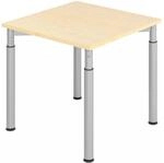 YAMA 8 S | Schreibtisch 80 x 80 h&ouml;henverstellbar Ahorn/Silber