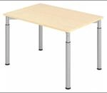 YAMA 12 S | Schreibtisch 120 x 80 h&ouml;henverstellbar Ahorn/Silber