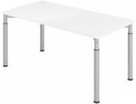 YAMA 16 S | Schreibtisch 160 x 80 h&ouml;henverstellbar Wei&szlig;/Silber
