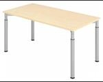 YAMA 16 S | Schreibtisch 160 x 80 h&ouml;henverstellbar Ahorn/Silber