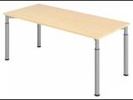 YAMA 19 S | Schreibtisch 180 x 80 h&ouml;henverstellbar Ahorn/Silber