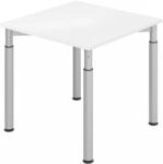 YAMA 8 S | Schreibtisch 80 x 80 h&ouml;henverstellbar Wei&szlig;/Silber