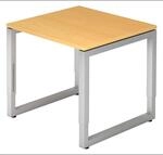 REGO 8 S | Schreibtisch 80 x 80 h&ouml;henverstellbar Buche/Silber