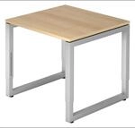REGO 8 S | Schreibtisch 80 x 80 h&ouml;henverstellbar Eiche/Silber