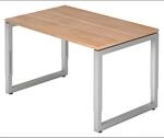 REGO 12 S | Schreibtisch 120 x 80 h&ouml;henverstellbar Nussbaum/Silber