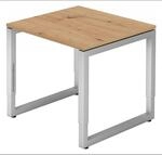 REGO 8 S | Schreibtisch 80 x 80 h&ouml;henverstellbar Asteiche/Silber