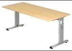 MEGA 19 S | Schreibtisch 180 x 80 h&ouml;henverstellbar Ahorn/Silber