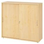 BETA S 1753S | Schiebet&uuml;renschrank | 3 OH Bogengriff Metall Ahorn
