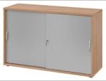 BETA S 1752S | Schiebet&uuml;renschrank | 2 OH Bogengriff Metall Nussbaum/Silber