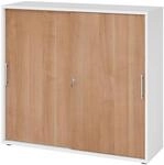 BETA S 1753S | Schiebet&uuml;renschrank | 3 OH Relinggriff Kunststoff Wei&szlig;/Nussbaum