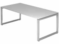 REGO 2E S | Schreibtisch - 200 x 100 Grau/Silber höhenverstellbar