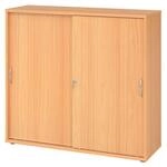 BETA S 1753S | Schiebet&uuml;renschrank | 3 OH Bogengriff Metall Buche
