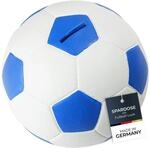 HMF 4790-05 Spardose Fu&szlig;ball Lederoptik 15 cm Durchmesser, Blau Wei&szlig;