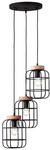 BRILLIANT Lampe, Gwen Pendelleuchte 3flg Rondell antik holz/schwarz korund,