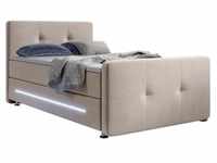 Juskys Boxspringbett Houston 120x200 cm - Bett mit LED, Topper & Federkern-Matratze
