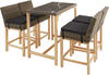 tectake® Rattan Tisch Kutina mit 4 Stühlen Latina, mit Aluminiumgestellen,