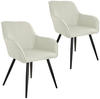 tectake® 2er Set Stuhl, gepolstert, in Leinenoptik, schwarze Stahlbeine, 58 x...