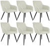 tectake® 6er Set Stuhl, gepolstert, in Leinenoptik, schwarze Stahlbeine, 58 x...