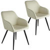 tectake® 2er Set Stuhl, gepolstert mit Stoffbezug, schwarze Stahlbeine, 58 x...