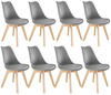 tectake® 8er Set Esszimmerstuhl, gepolsterte Sitzfläche, massive Holzbeine,...