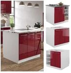 Vicco K&uuml;cheninsel K&uuml;chenblock Einbauk&uuml;che Fame-Line Wei&szlig; Bordeaux-Rot 90 cm