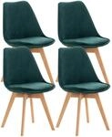 CLP 4er Set Esszimmerstuhl Linares Kunststoff I Stoff I Samt I Cord I Lederoptik I