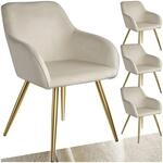tectake&reg; Esszimmerstuhl, gepolstert, in Samtoptik, goldene Stahlbeine, 58 x 62 x 82