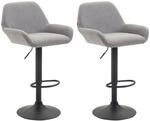 CLP 2er Set Barhocker h&ouml;henverstellbar Braga, mit Stoffbezug und R&uuml;ckenlehne,