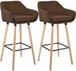 CLP Barhocker 2er Set gepolstert mit Lehne Grant, Barstuhl mit Stoffbezug, Gestell