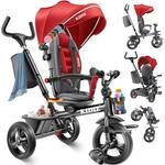 KIDIZ&reg; Dreirad 5in1 Kinderdreirad mit Schubstange Lenksystem Stange ab 1 Jahr