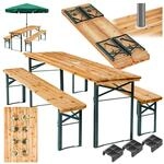 tectake&reg; Bierzeltgarnitur, 3-teilig, klappbar, mit Sonnenschirmhalterung,