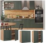 Vicco H&auml;ngeschrank K&uuml;chenschrank K&uuml;chenm&ouml;bel Fame-Line Eiche Gr&uuml;n-Gold Landhaus
