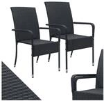 Juskys Polyrattan Gartenst&uuml;hle Yoro 2er Set - Stuhl mit Armlehnen - Rattan St&uuml;hle