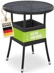 Juskys Polyrattan Gartentisch Yoro rund - wetterfest Outdoor Beistelltisch &Oslash; 60 cm -