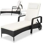 tectake&reg; Rattan Sonnenliege, widerstandsf&auml;hig, 6-fach verstellbare R&uuml;ckenlehne,