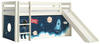 Halbhohes Bett PINO, mit Rutsche und Textilset "Space Shuttle", Ausf. Kiefer massiv
