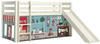 Halbhohes Bett PINO, mit Rutsche und Textilset "Pet Shop", Ausf. Kiefer massiv