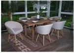 6er-Set Esszimmerstuhl Vaasa T633, Retro ~ Textil, creme/grau