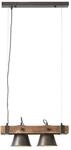 BRILLIANT Lampe, Decca Pendelleuchte 2flg schwarz stahl, 2x A60, E27, 10W, Holz aus