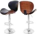 Barhocker Arklow, Barstuhl, Holz Bugholz Retro-Design ~ Walnuss-Optik, Polster