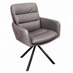 riess-ambiente Stuhl BIG GEORGE - taupe Echtleder Microfaser mit Armlehne Retro