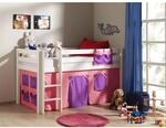 Vipack Spielbett Pino mit Textilset "Bella", Kiefer massiv weiss lackiert