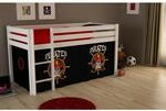 Vipack Spielbett Pino mit Textilset "Pirates", Kiefer massiv weiss lackiert