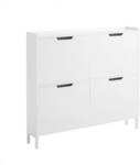 SoBuy Schuhschrank mit 4 T&uuml;ren Wei&szlig; 100x19x90,5cm Minimalistisch