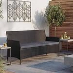 3-Sitzer Poly-Rattan Gartenbank Hamar, Sitzbank ~ anthrazit, Kissen anthrazit