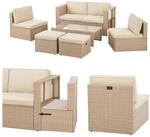 Juskys Polyrattan Gartenm&ouml;bel Set Salou - Outdoor Lounge f&uuml;r 6 Personen, wetterfest