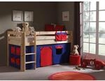 Vipack Spielbett Pino mit Textilset "Domino", Kiefer massiv natur lackiert