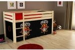 Vipack Spielbett Pino mit Textilset "Pirates", Kiefer massiv natur lackiert